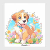Sticker Chien chiot mignon (Feuille)