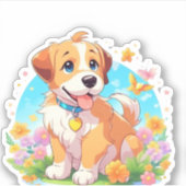 Sticker Chien chiot mignon (Devant)