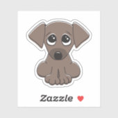 Sticker Chien chiot mignon avec de grands yeux mendiants (Feuille)