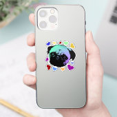 Sticker Chien Chiot Pug Style PopArt Rétro (Téléphone)