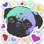 Sticker Chien Chiot Pug Style PopArt Rétro (Recto)