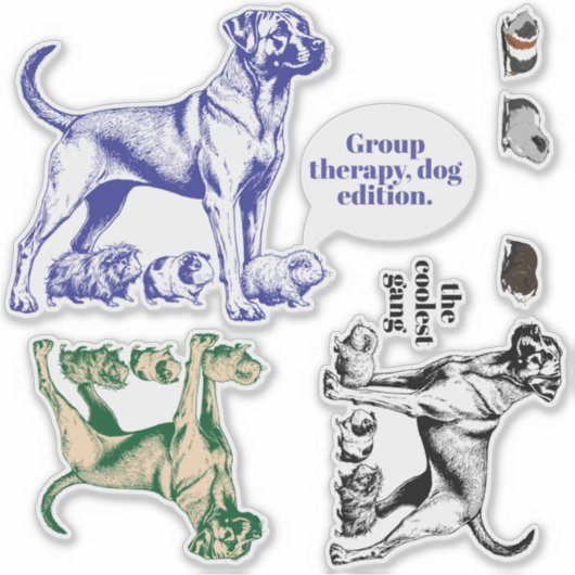 Sticker Chien, Cochons d'Inde, Thérapeute (Devant)
