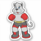 Sticker Chien comme boîte avec gants de boxe (Devant)
