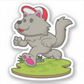 Sticker Chien comme coureur avec Casquette (Devant)