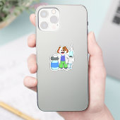Sticker Chien comme docteur avec seringue (Téléphone)