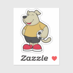 Sticker Chien comme joueur de football avec balle de footb