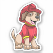 Sticker Chien comme pompier avec casque d'incendie (Recto)