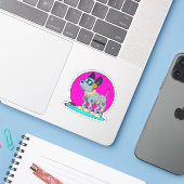Sticker Chien comme robot (Ordinateur portable avec iPhone)