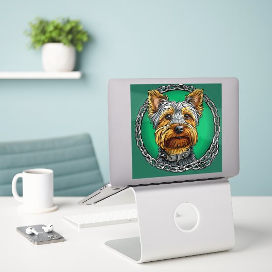 Sticker Chien cool Purebred (Ordinateur portable sur le bureau)