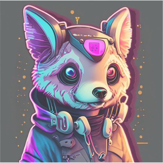 Sticker Chien Cyberpunk 2 (Devant)