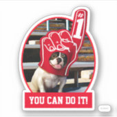 Sticker Chien dans la main de mousse (Devant)