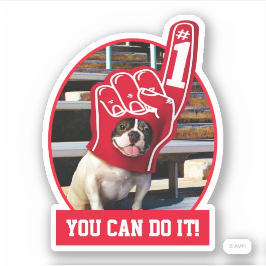 Sticker Chien dans la main de mousse (Devant)