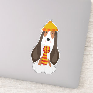 Sticker Chien d'automne, Chien mignon, Hound de Basset, Éc