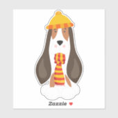 Sticker Chien d'automne, Chien mignon, Hound de Basset, Éc (Feuille)