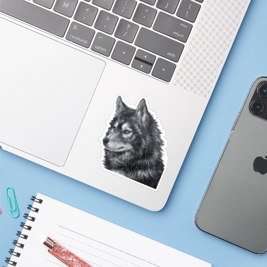 Sticker Chien de Balto (Ordinateur portable avec iPhone)