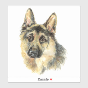 Sticker Chien de berger allemand à l'aquarelle Animal de c