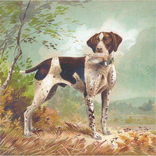 Sticker Chien de chasse avec oiseau dans la bouche (Devant)