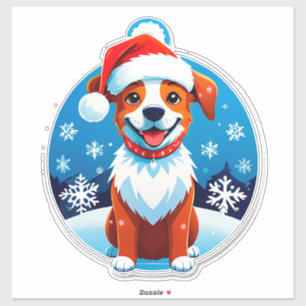 Sticker Chien de dessin animé festif