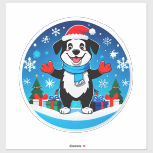 Sticker Chien de dessin animé festif avec chapeau de Père