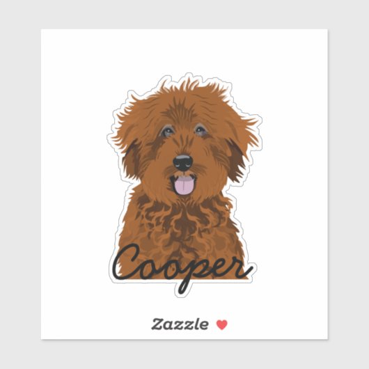 Sticker Chien de Doodle Brown Nom personnalisé (Feuille)