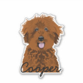 Sticker Chien de Doodle Brown Nom personnalisé (Devant)