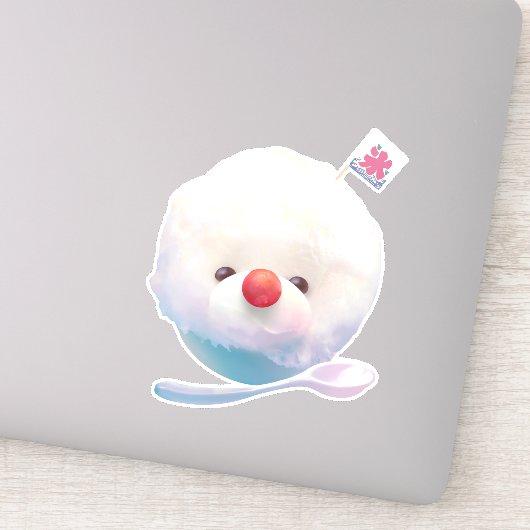 Sticker Chien de glace rasée : Dessert d'été de Bichon sou (Détail)