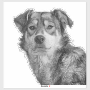 Sticker Chien de grande race mixte monochrome raffiné