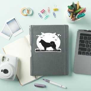 Sticker Chien de Hokkaido � Silhouette de la Lune d'Hallow