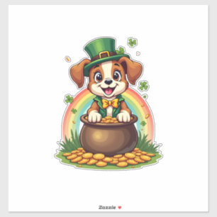 Sticker Chien de la Chance Trépied Arc-en-Ciel Pot d'Or Vi