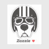 Sticker Chien de laboratoire jaune dans le casque et lunet (Feuille)