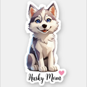 Sticker Chien de maman Husky