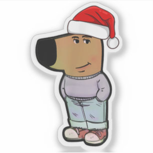 Sticker Chien de mec cool chapeau de Noël drôle mème mec c