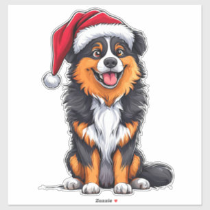 Sticker Chien de Noël Chapeau de Père Noël Fête Mignon Ama