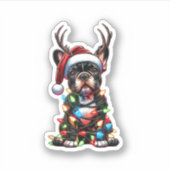 Sticker Chien de Noël Fou de Chien de Noel de Père Noël Lu (Devant)
