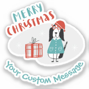 Sticker Chien de Noël personnalisé