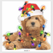 Sticker Chien de Père Noël Goldendoodle (Feuille)