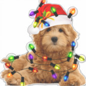 Sticker Chien de Père Noël Goldendoodle (Devant)
