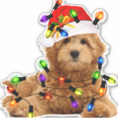 Sticker Chien de Père Noël Goldendoodle (Devant)