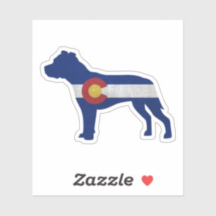 Sticker Chien de Pitbull race Silhouette Colorado Drapeau