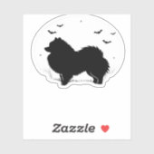 Sticker Chien de Poméranie - Halloween Lune Silhouette Cla (Feuille)