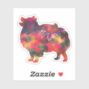 Sticker Chien de race Poméranienne Geo Silhouette Multi