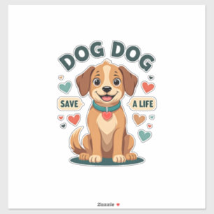 Sticker Chien de sauvetage mignon vintage sauve une vie Ca