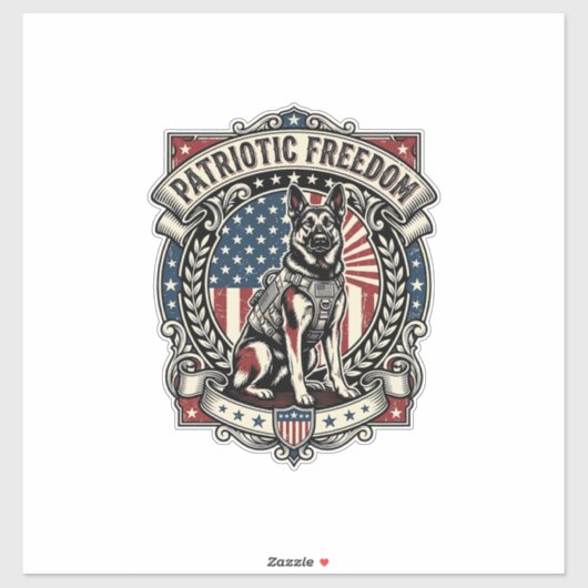 Sticker Chien de secours patriotique (Feuille)