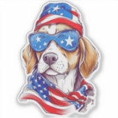 Sticker Chien de sublimation du 4 juillet (Devant)