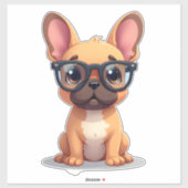 Sticker Chien de taureau français portant des lunettes (Feuille)