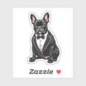 Sticker Chien de taureaux français à Tuxedo (Feuille)