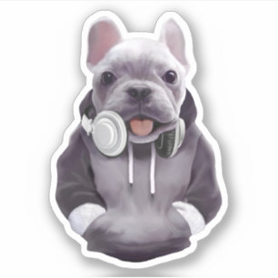 Sticker Chien de taureaux français avec casque Illustratio