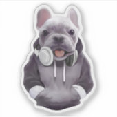 Sticker Chien de taureaux français avec casque Illustratio (Devant)
