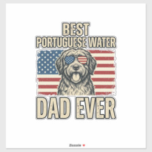 Sticker Chien d'eau portugais Papa Patriotique Vintage
