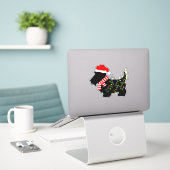 Sticker Chien écossais de Noël avec lumières (Ordinateur portable sur le bureau)